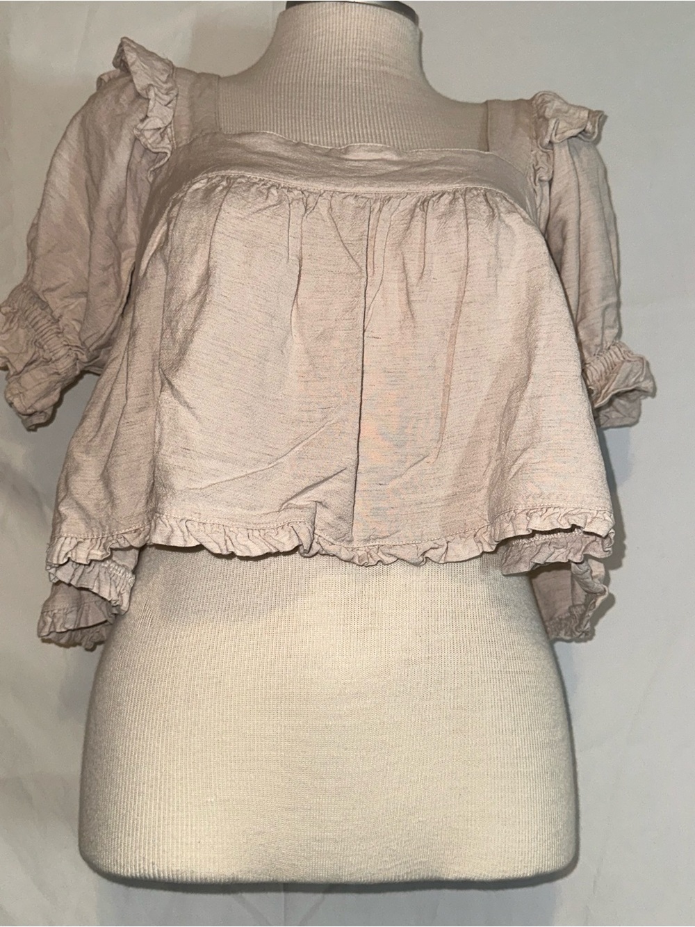 MARBLE Light Pink Ruffle Crop Babydoll Top